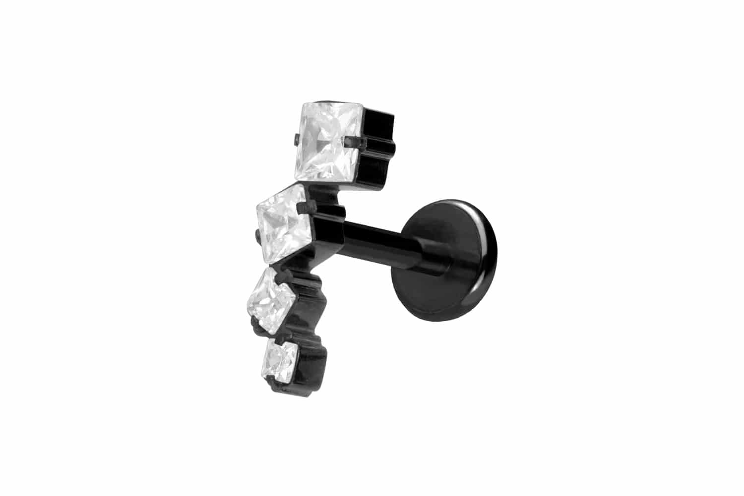 Titan Labret Piercing mit Push Fit KRISTALLBOGEN
